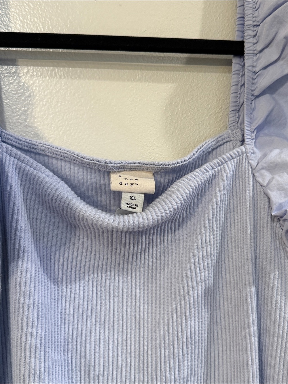 a new day Light Blue Ruffle Strap Ribbed Tank - Picture 2 of 4